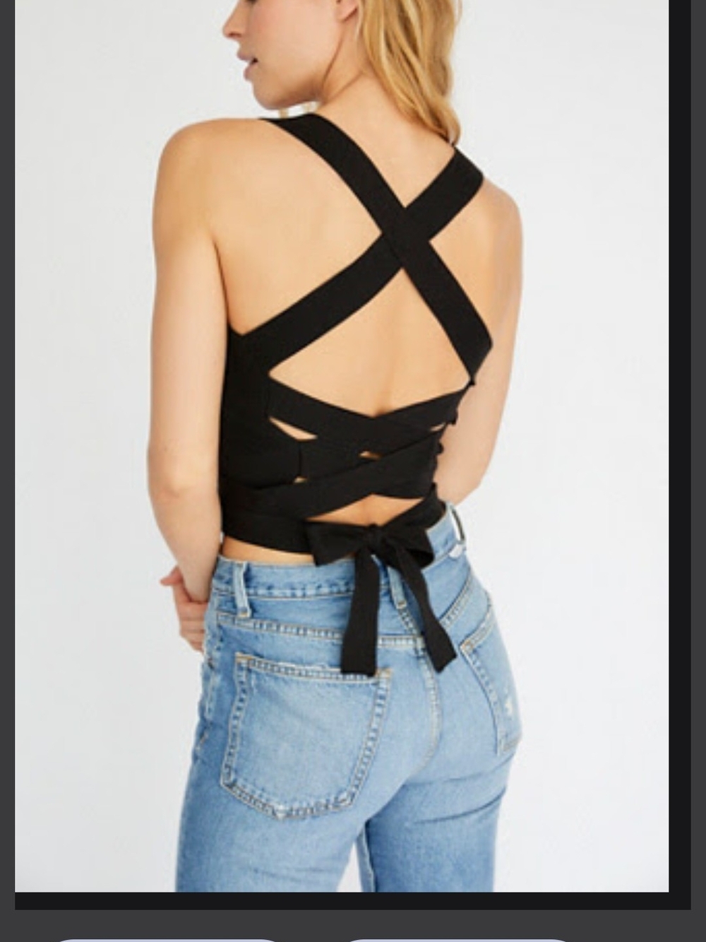 Free People Black Crisscross Tie-Back Crop Top